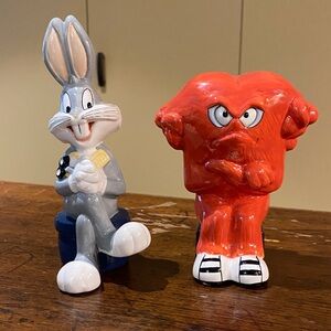 Vintage Bugs Bunny and Gossamer Salt and Pepper Shakers